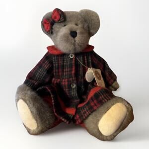 NWT VTG Boyds Bears JUNIPER J BEARSLY Plush Bear, Plaid Coat 14" Collectible